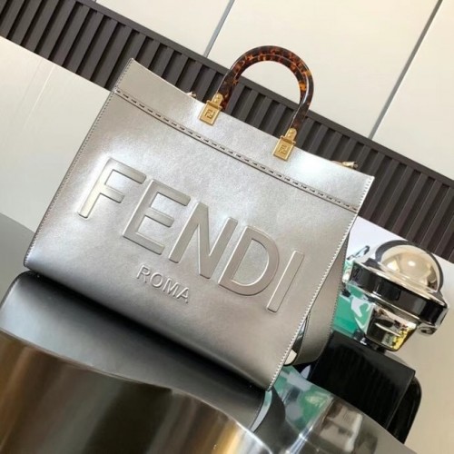 Fendi Sunshine közepes bőr bevásárlótáska 8BH386A ezüst