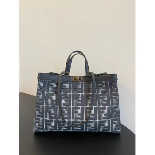 Fendi X-Tote tyúklábmintás gyapjú bevásárlótáska FF hímzéssel 8BH374A szürke