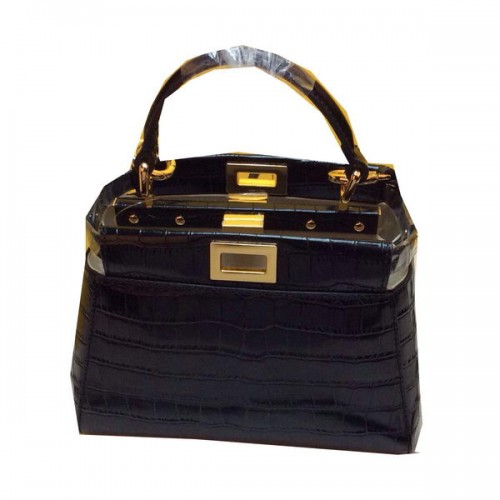 Fendi Mini Peekaboo Krokodilbőr Táska F520885 Fekete