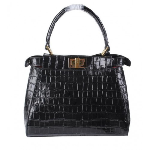 Fendi mini Peekaboo táska Croco Leather FD8838 fekete