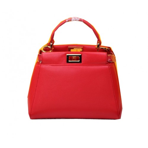 Fendi mini Peekaboo táska báránybőrből F520885 piros