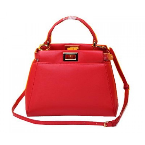 Fendi mini Peekaboo táska báránybőrből FD520885 piros