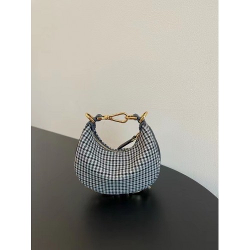 Fendigraphy kis arany laminált bőrtáska 8BR798A fekete-fehér