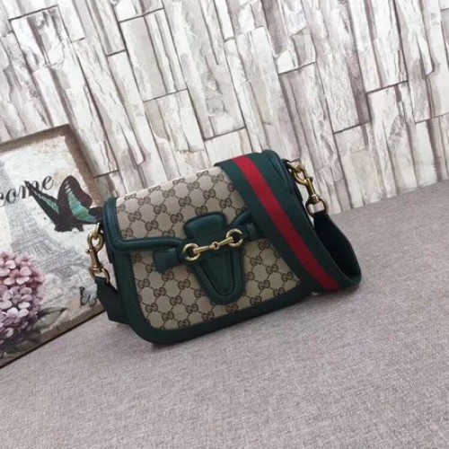 Gucci GG Lady Web Kézzel Festett Bőr Válltáska 380573 Zöld