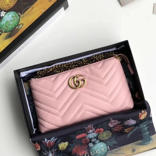 Gucci GG Marmont mini láncos táska 443447 világos rózsaszín