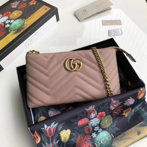 Gucci GG Marmont mini láncos táska 443447 Rózsaszín