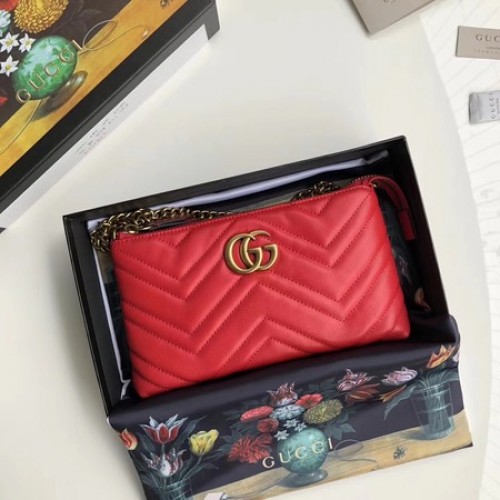 Gucci GG Marmont mini láncos táska 443447 piros