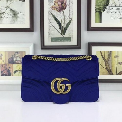 Gucci GG Marmont Hímzett Bársony Táska 443496 Kék