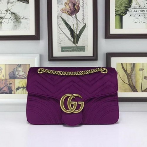 Gucci GG Marmont Hímzett Bársony Táska 443496 Lila