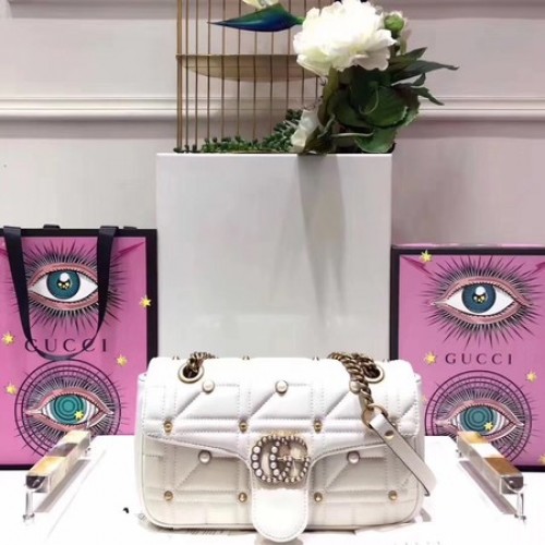 Gucci GG Marmont Kis Matelasse Válltáska 443497 Fehér