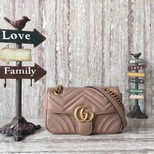 Gucci GG Marmont matelasse Mini Táska 446744 Barackszínű