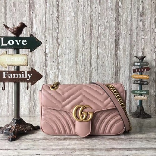 Gucci GG Marmont matelasse Mini Táska 446744 Rózsaszín