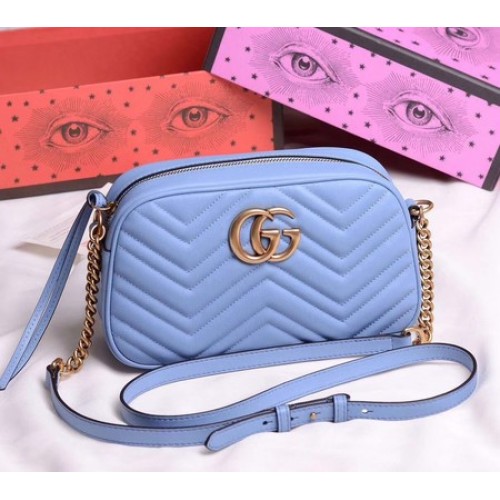 Gucci GG Marmont Kis Válltáska 447632 Égkék