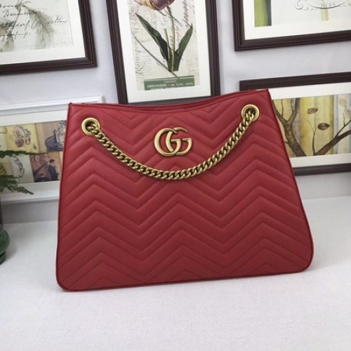 Gucci GG Marmont Közepes Matelasse Válltáska 453569 Piros