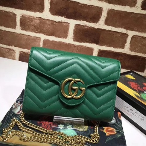 Gucci GG Marmont Matelasse mini táska 474575 Zöld