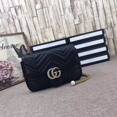 Gucci GG Marmont matelasse Mini Táska 476809 Fekete