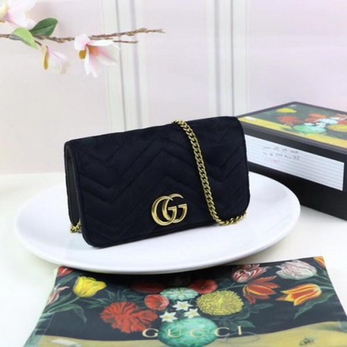 Gucci GG Marmont Hímzett Bársony Mini Táska 488426 Fekete