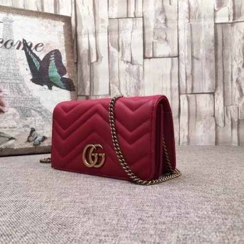 Gucci GG Marmont Hímzett Bársony Mini Táska 488426 Piros
