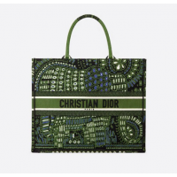 ZÖLD DIOR KÖNYVTÁSKA DIOR ÁLLATOK MINTÁS HÍMZETT VÁSZONTÁSKA M55E