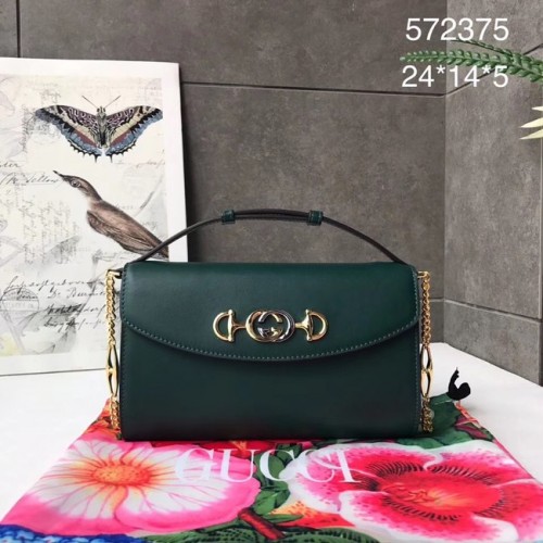 GUCCI Zumi kis bőr válltáska 572375 Sötétzöld