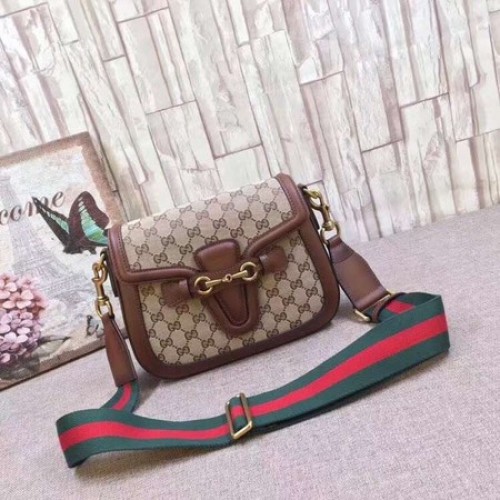 Gucci GG Lady Web Kézzel Festett Bőr Válltáska 380573 Barna
