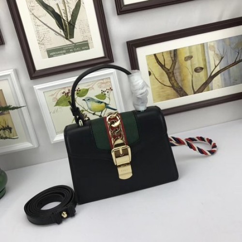 Gucci Sylvie Lather mini táska 470270 fekete