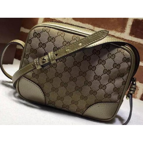 Gucci Bree Eredeti GG Vászon Mini Messenger Táska 387360 Arany
