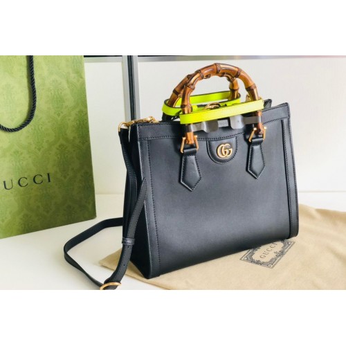 Gucci Diana GG Bambusz Felső Fogantyúval Eredeti Bőr Táska 660195 Fekete