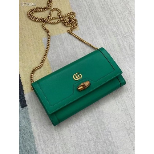 Gucci Diana láncos pénztárca bambusszal 658243 zöld