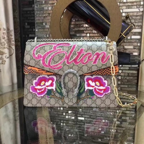 Gucci Dionüszosz Hímzett Válltáska 400249 Narancssárga Kígyóminta