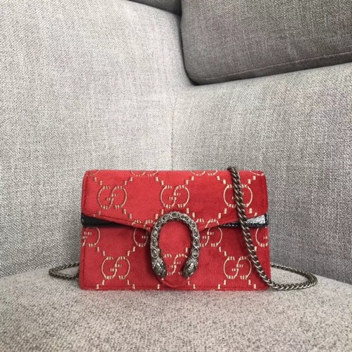 Gucci Dionysus GG bársony szuper mini táska 476432 piros