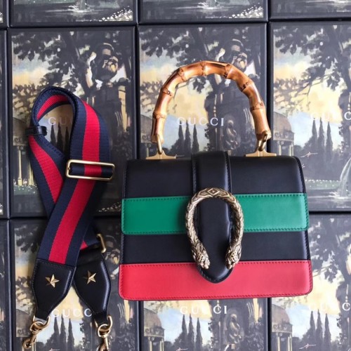 Gucci Dionüszosz kis felső fogantyús táska 523367 fekete&piros&zöld