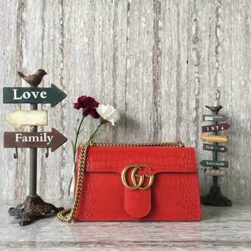 Gucci GG Marmont Krokodilbőr Válltáska 431777 Piros