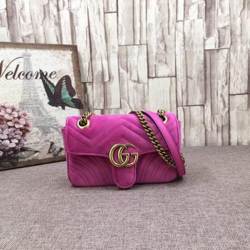 Gucci GG Marmont Hímzett Bársony Mini Táska 446744T Rózsaszín