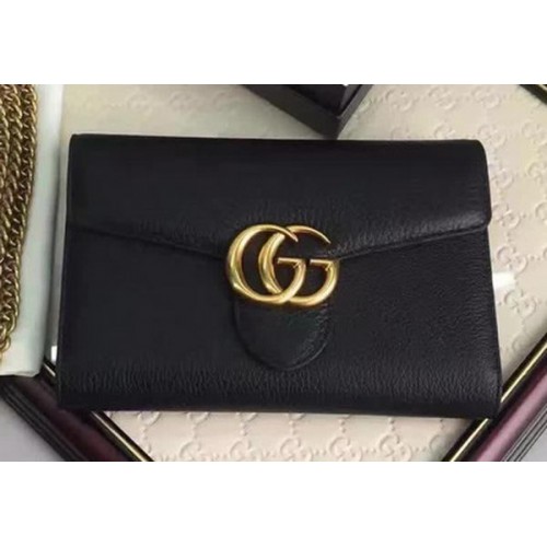 Gucci GG Marmont bőr mini láncos táska 401232 fekete