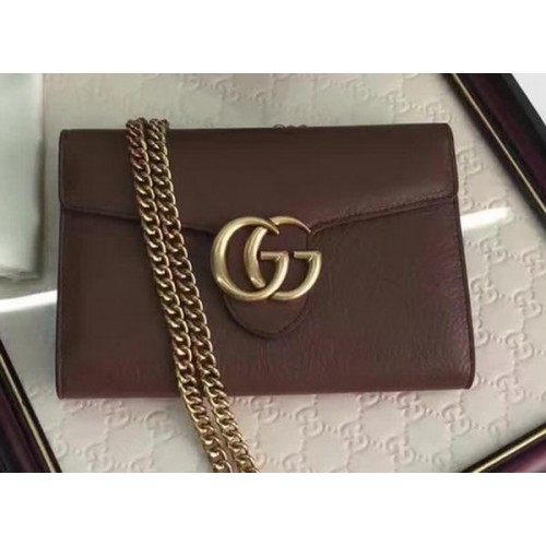 Gucci GG Marmont bőr mini láncos táska 401232 barna