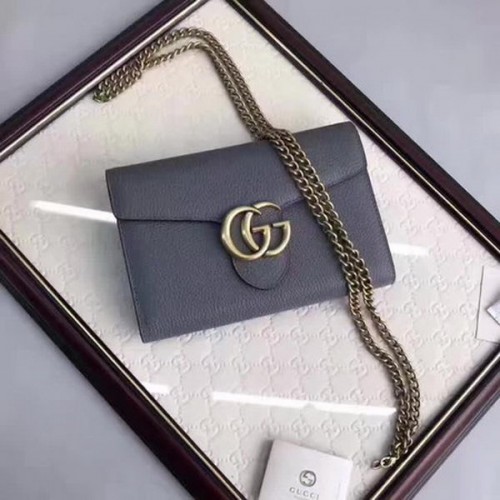 Gucci GG Marmont bőr mini láncos táska 401232 szürke