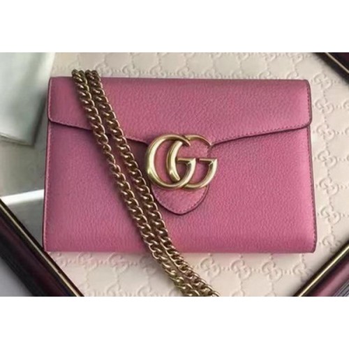 Gucci GG Marmont bőr mini láncos táska 401232 rózsaszín