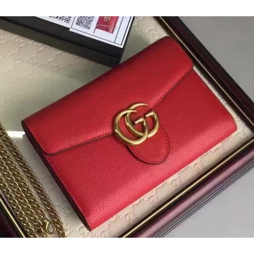 Gucci GG Marmont Bőr Mini Láncos Táska 401232 Piros