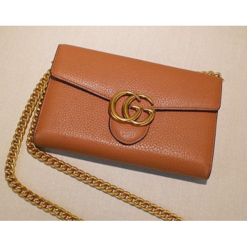 Gucci GG Marmont bőr mini láncos táska 401232 búzaszín