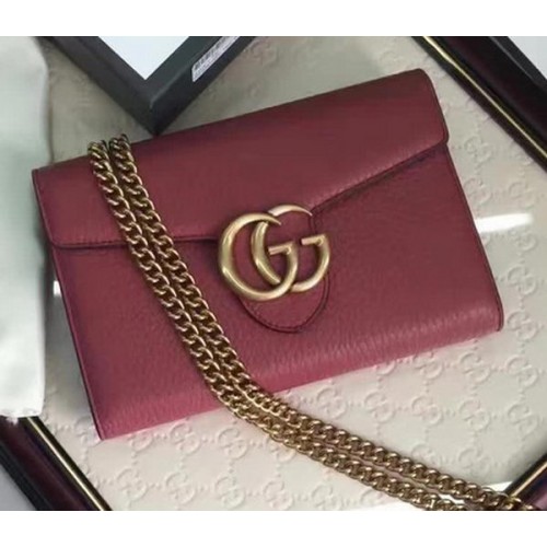Gucci GG Marmont bőr mini láncos táska 401232 bordó színű