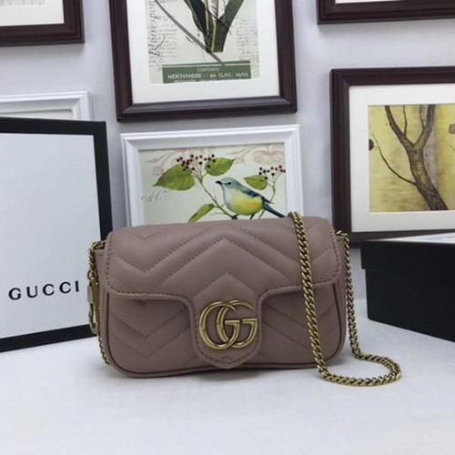 Gucci GG Marmont Matelasse Bőr Szuper Mini Táska 476433 Rózsaszín