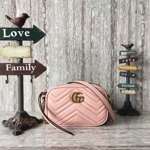 Gucci GG Marmont Matelasse Mini Válltáska 448065A Rózsaszín
