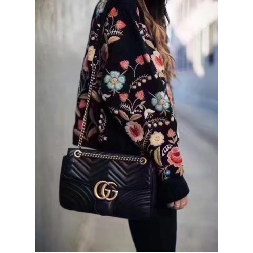 Gucci GG Marmont Matelasse Válltáska 443496 Fekete