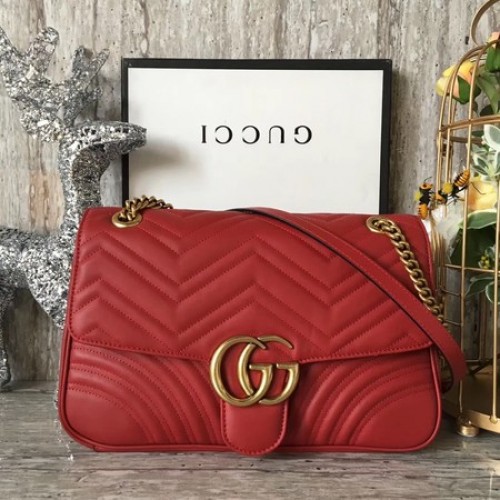 Gucci GG Marmont Matelasse Válltáska 443496 Piros