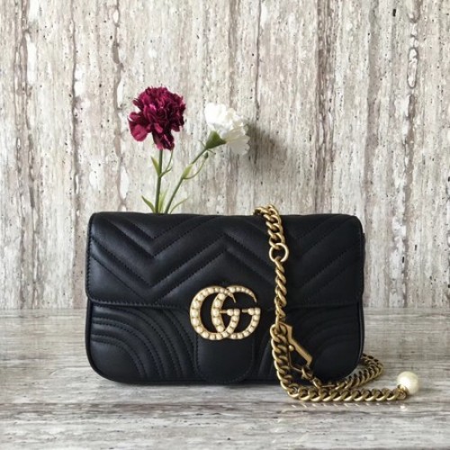 Gucci GG Marmont Matelasse Válltáska 443497 Fekete