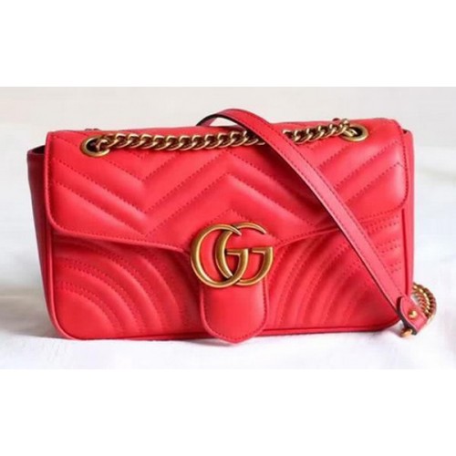 Gucci GG Marmont Matelasse Válltáska 443497 Piros