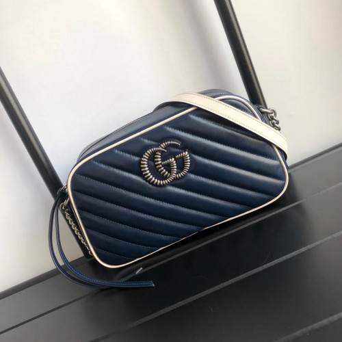 Gucci GG Marmont Matelasse Válltáska A447632 Sötétkék