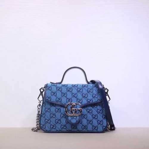 Gucci GG Marmont Többszínű mini felső fogantyús táska 583571 kék