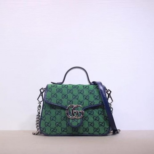 Gucci GG Marmont Többszínű mini felső fogantyús táska 583571 zöld